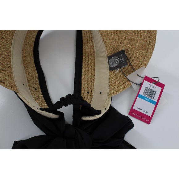 Vince Camuto Natural Sun Visor with Elastic Back & Bow $38 Tags  $38 Tag #HT230 - Picture 4 of 4